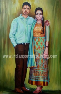 Hand painted couple portrait from photo