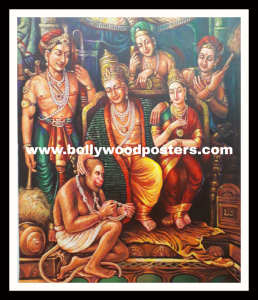 Original hand painted shree Ram darbar painting on oil canvas