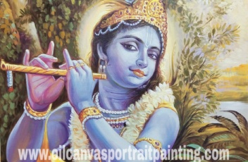 Krishna playing flute paintings