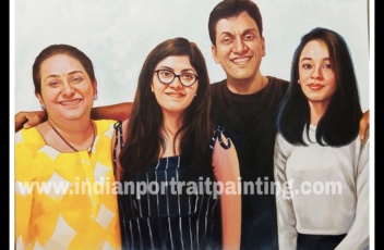 Personalised canvas portrait painting for family