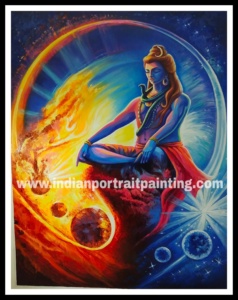 Oil canvas Shiva original knife art painting