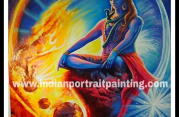 Oil canvas Shiva original knife art painting